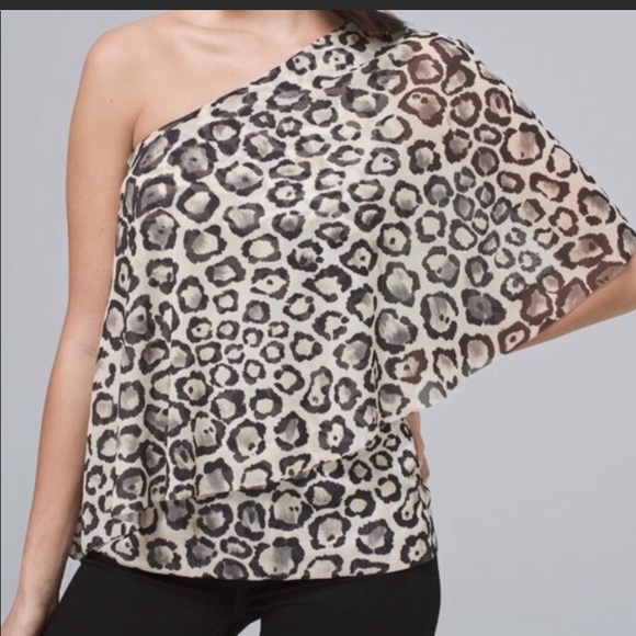 White House Black Market Tops - White House black market one shoulder animal print top.